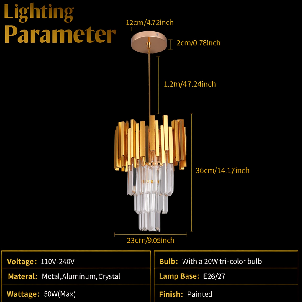 Gold Crystal Pendant Chandelier | Lunalight