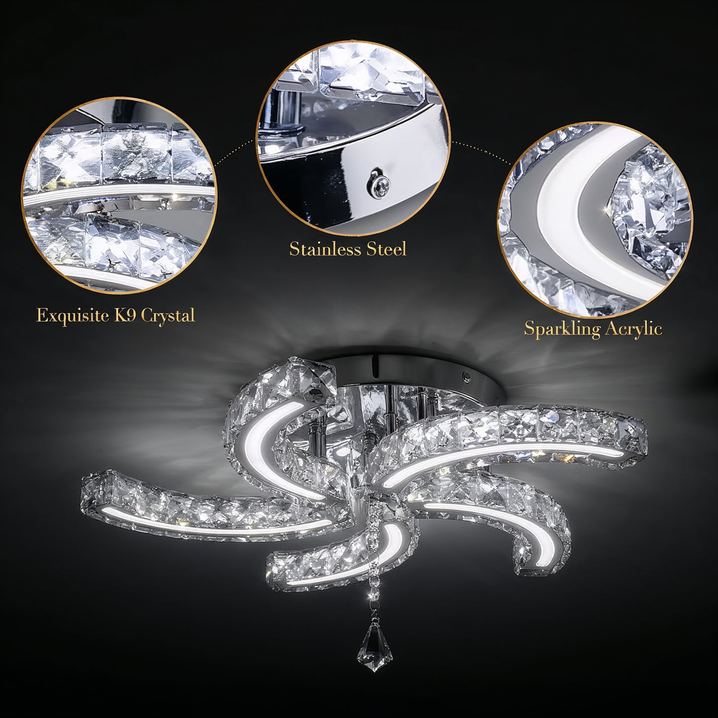 Crystal Flower LED Ceiling Light Dimmable | Lunalight