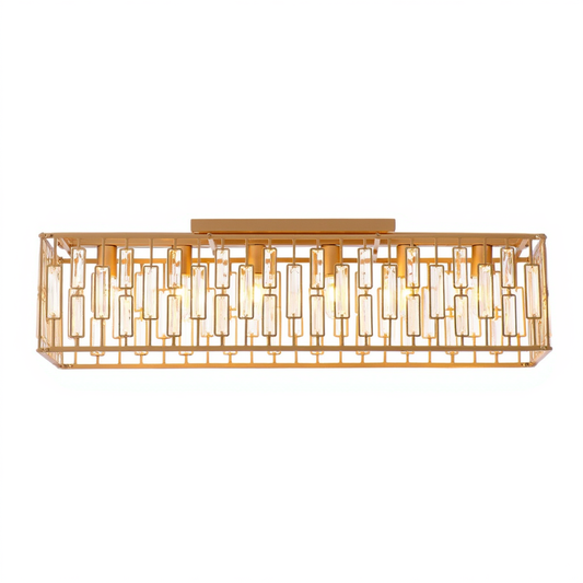 Gold Rectangular Crystal Ceiling Light | Lunalight