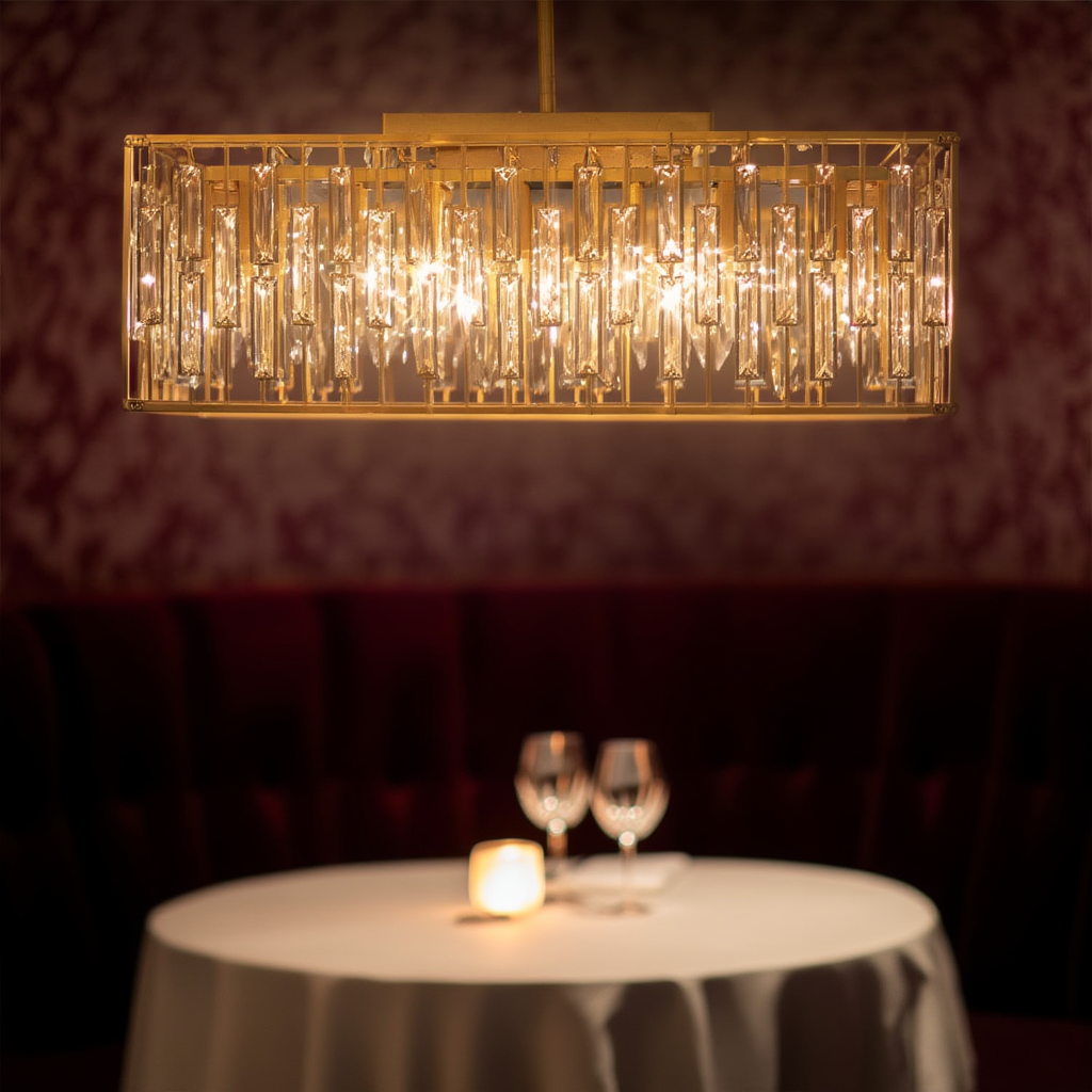 Gold Rectangular Crystal Ceiling Light | Lunalight