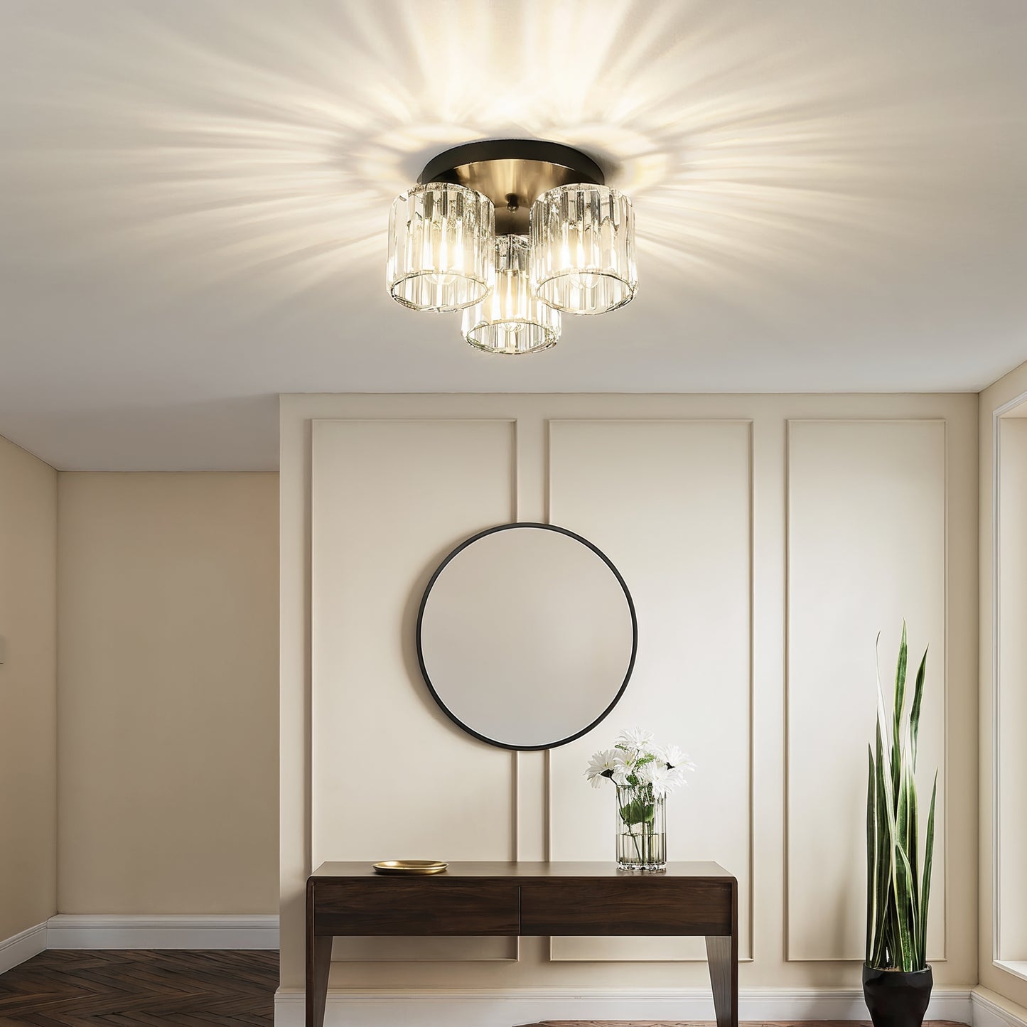 Black Crystal 3 Light Ceiling Light | Lunalight