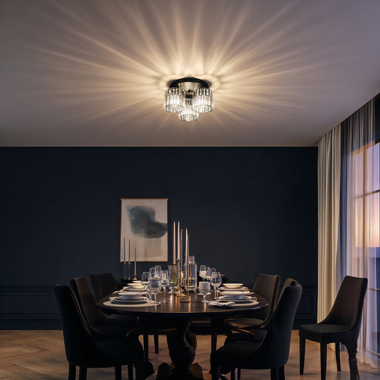 Black Crystal 3 Light Ceiling Light | Lunalight