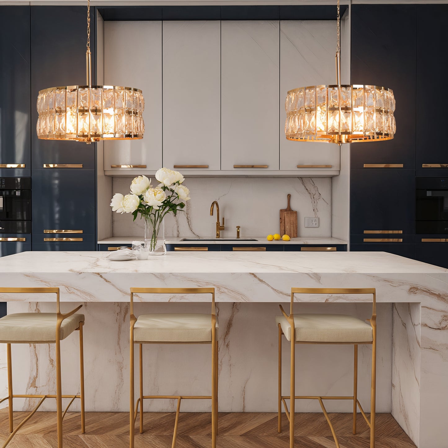 Gold K9 Crystal Pendant Chandelier | Lunalight