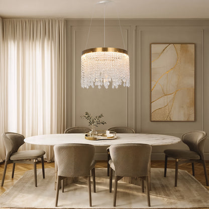 Gold Drum Crystal Pendant Chandelier | Lunalight