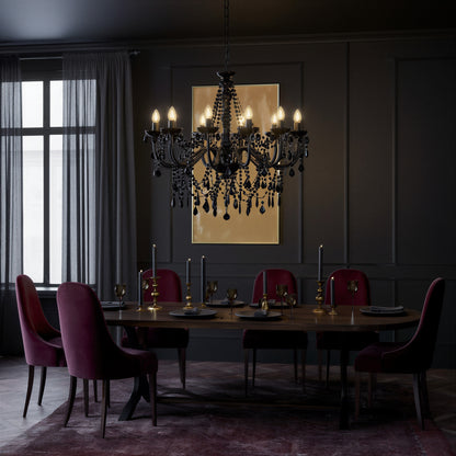 Black Beaded 12 Light Chandelier | Lunalight