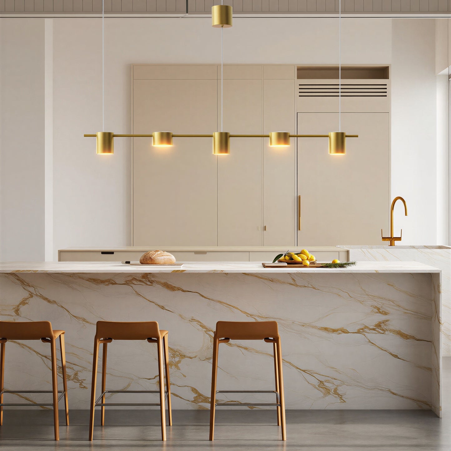 Gold Linear LED Pendant Light | Lunalight