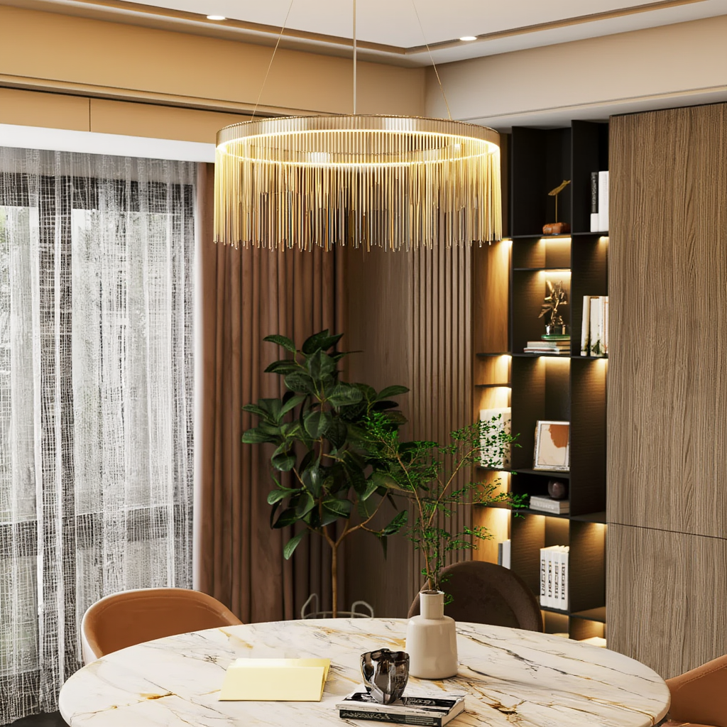 Chrome Tassel Ring LED Pendant Light | Lunalight
