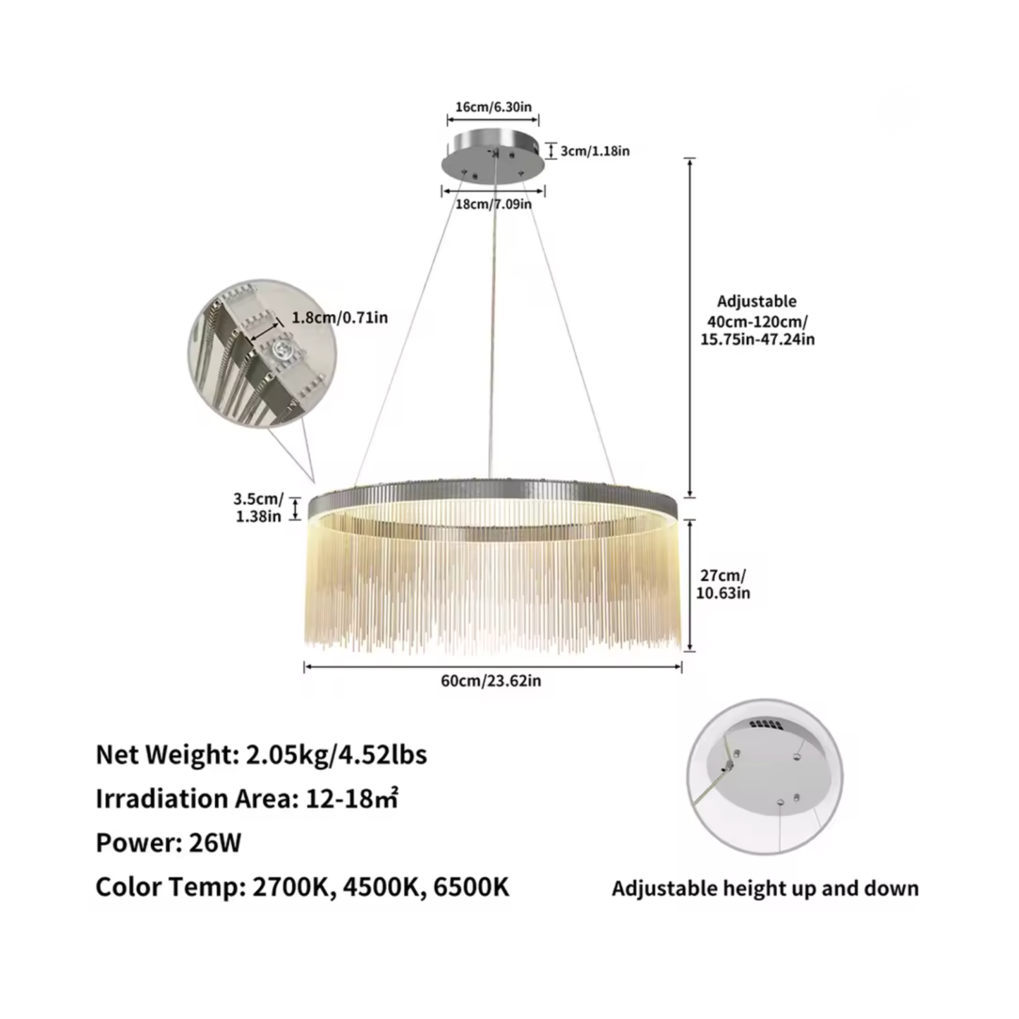 Chrome Tassel Ring LED Pendant Light | Lunalight