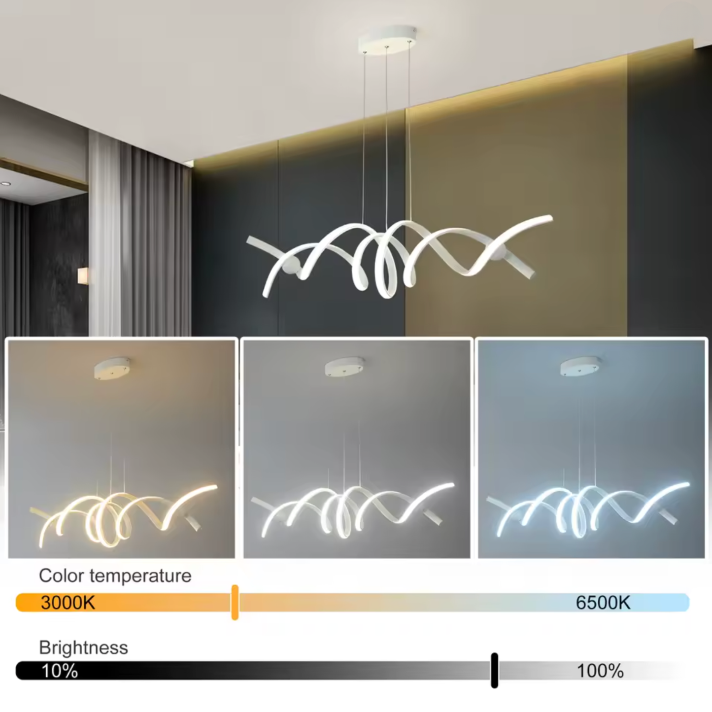 Modern White LED Pendant Light Twisted | Lunalight