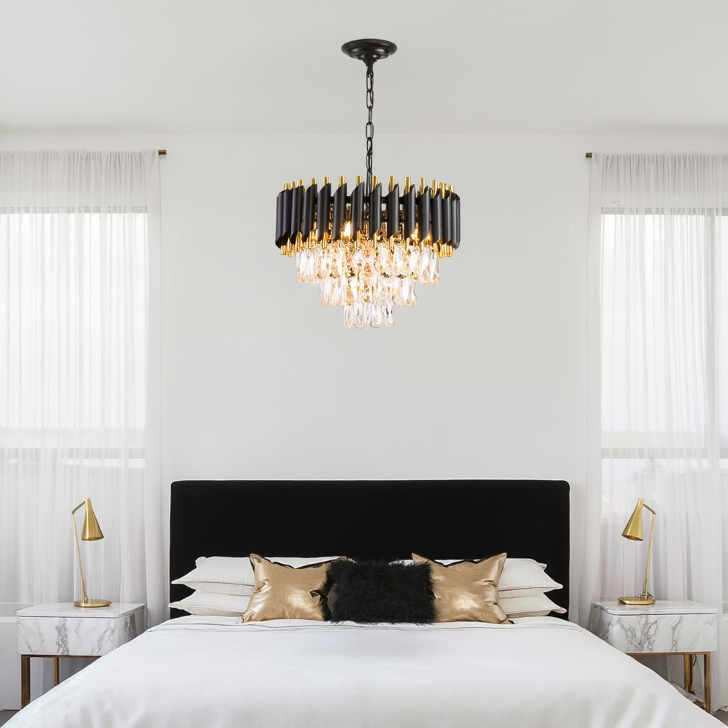 Black Gold Crystal Chandelier 3 Tier | Lunalight