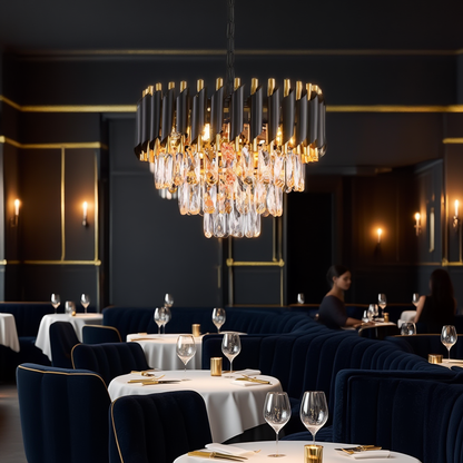 Black Gold Crystal Chandelier 3 Tier | Lunalight