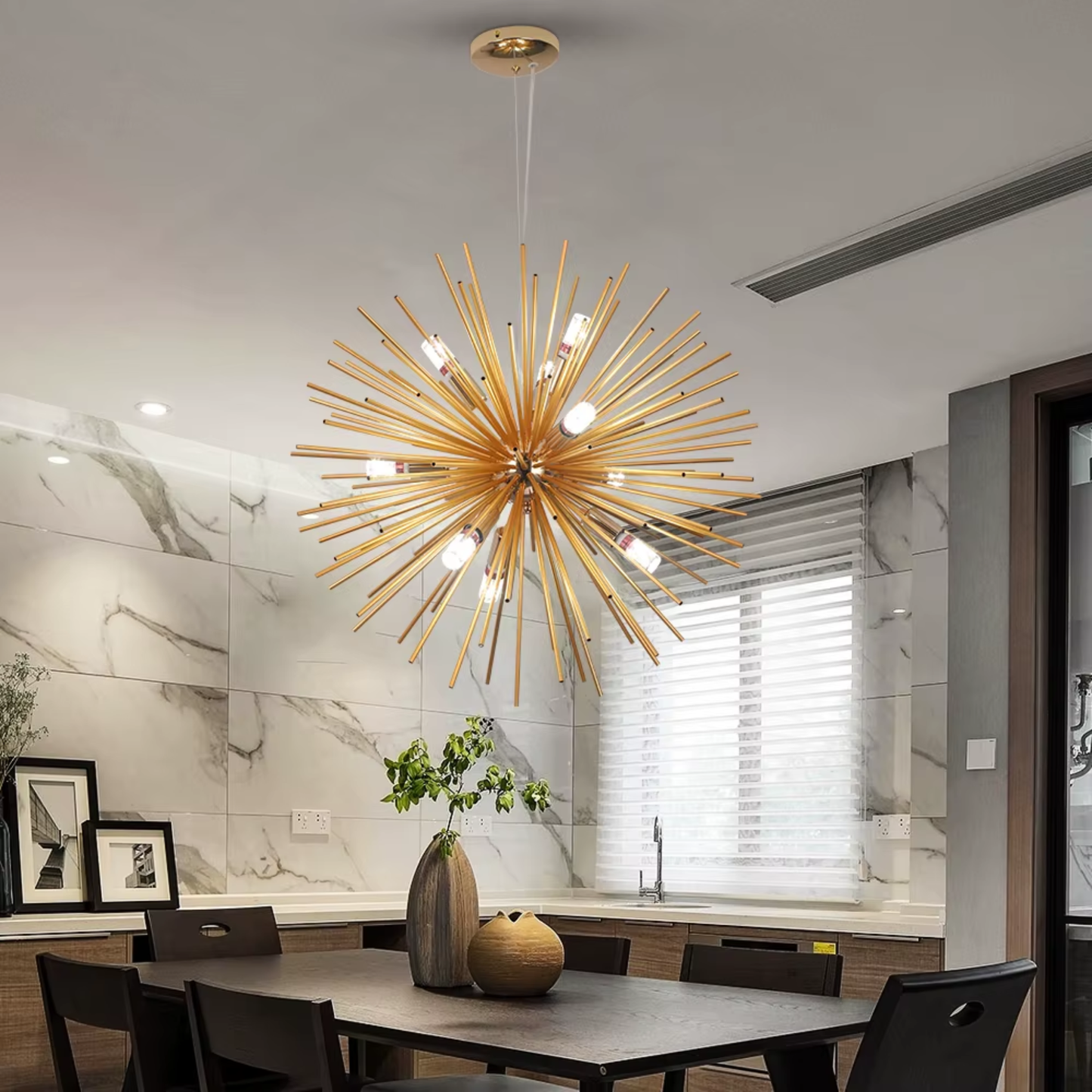 Gold Sputnik Chandelier 9x E14 | Lunalight