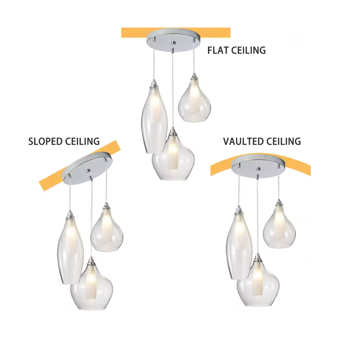 3-Light Smoked Glass Cluster Pendant Light | Lunalight