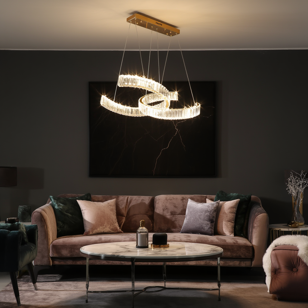 Gold Crystal Ribbon Pendant Light LED | Lunalight