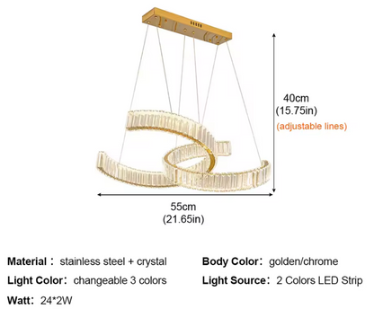 Gold Crystal Ribbon Pendant Light LED | Lunalight