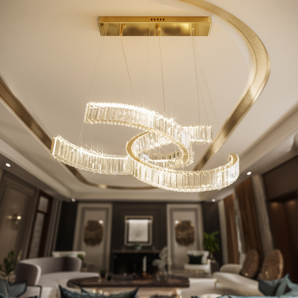 Gold Crystal Ribbon Pendant Light LED | Lunalight
