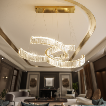 Gold Crystal Ribbon Pendant Light LED | Lunalight