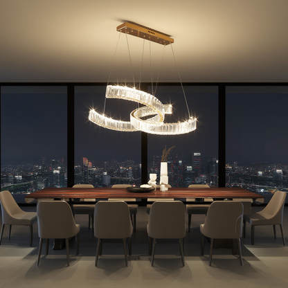 Gold Crystal Ribbon Pendant Light LED | Lunalight