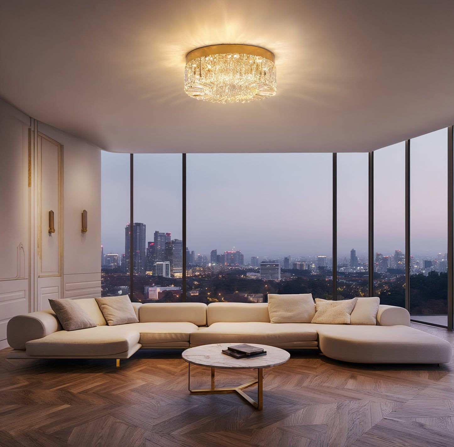 Gold Crystal Ceiling Light 50cm | Lunalight