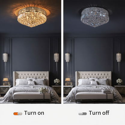 Chrome Crystal Flush Ceiling Light 42cm | Lunalight