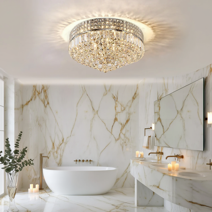 Chrome Crystal Flush Ceiling Light 42cm | Lunalight