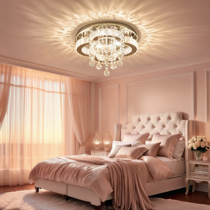 Chrome Crystal Flush Ceiling Light 40cm | Lunalight