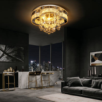 Chrome Crystal Flush Ceiling Light 40cm | Lunalight