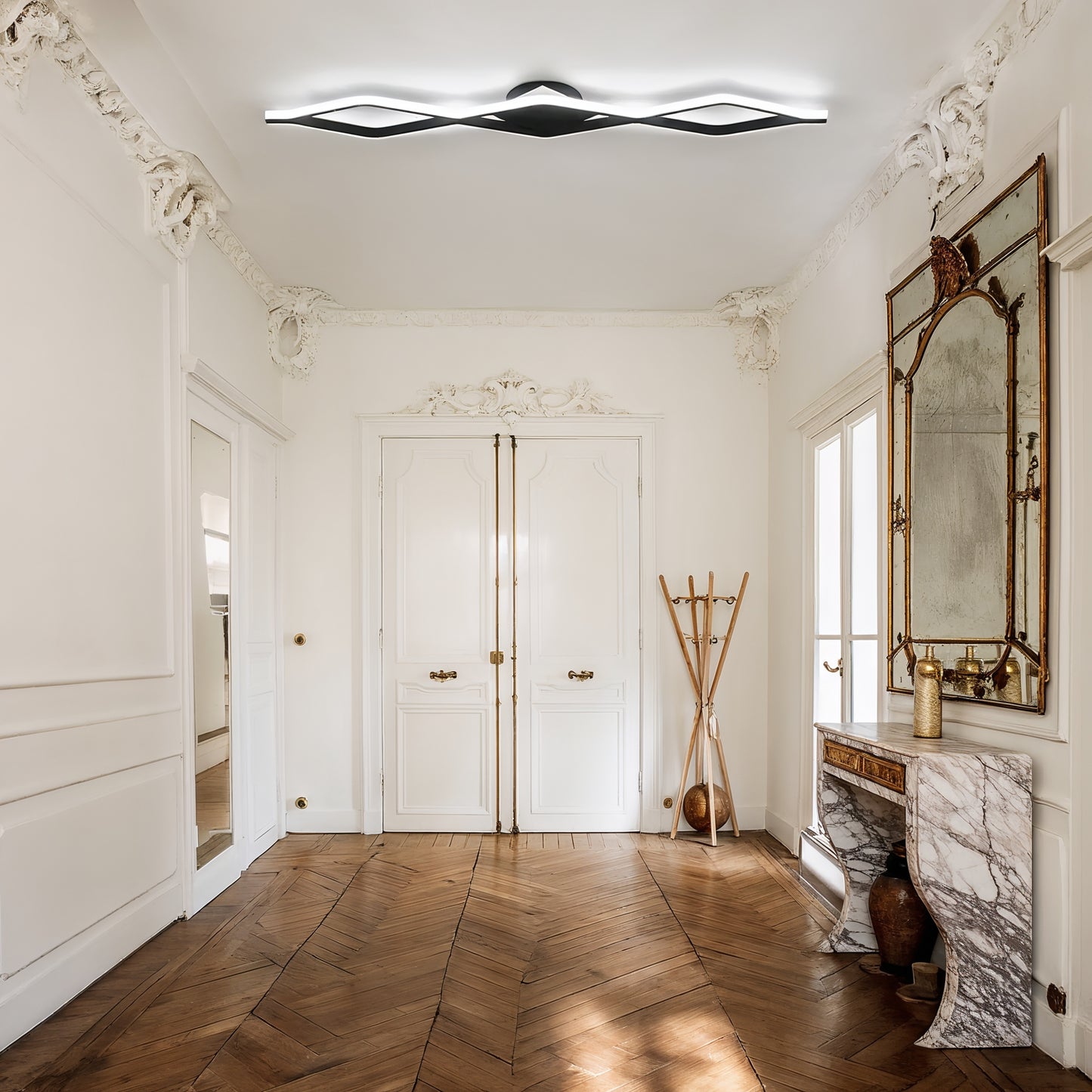 Modern Black Linear LED Ceiling Light 118cm | Lunalight