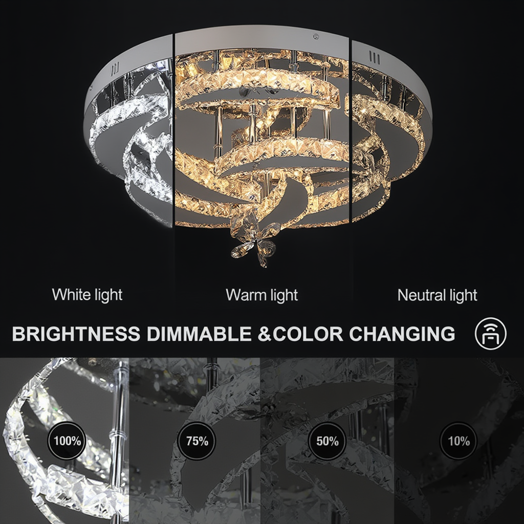 Chrome Crystal Ring Ceiling Light Dimmable | Lunalight