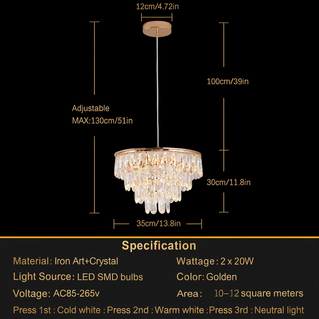 Gold Crystal Mini Chandelier 35cm | Lunalight