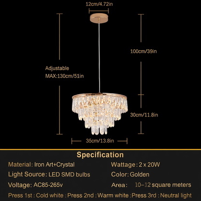 Gold Crystal Mini Chandelier 35cm | Lunalight