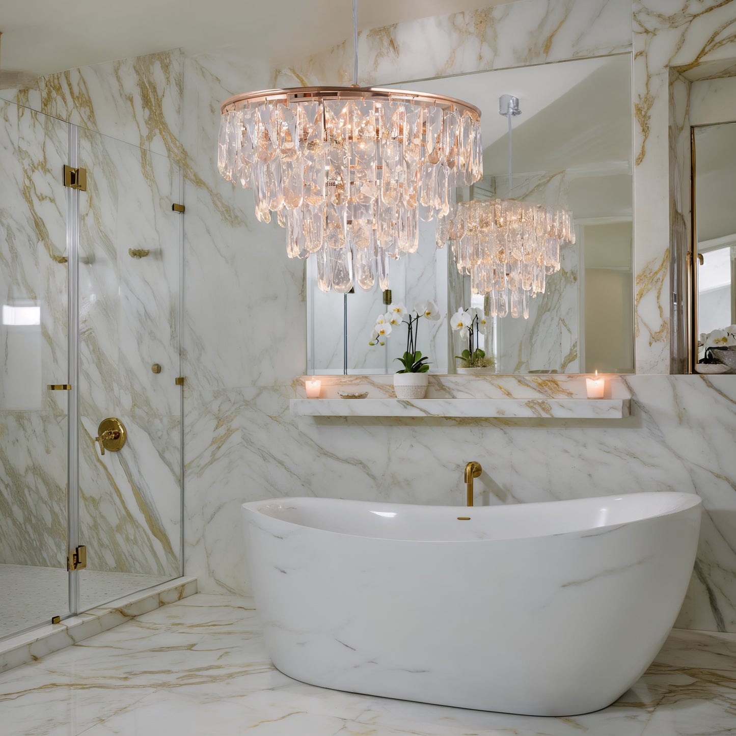 Gold Crystal Mini Chandelier 35cm | Lunalight