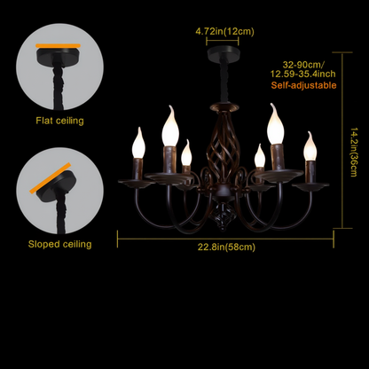 Black Candle Chandelier 6-Light | Lunalight