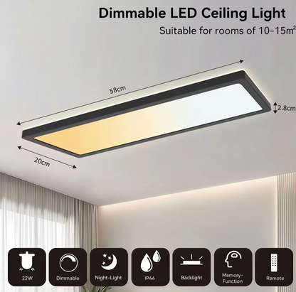 Black LED Bathroom Ceiling Light IP44 | Lunalight