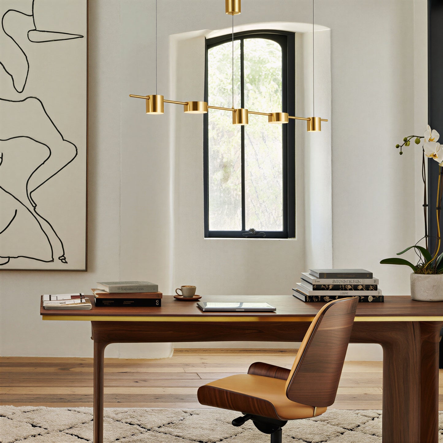 Gold Linear LED Pendant Light | Lunalight