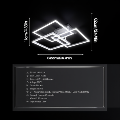 Modern Square LED Ceiling Light Dimmable | Lunalight