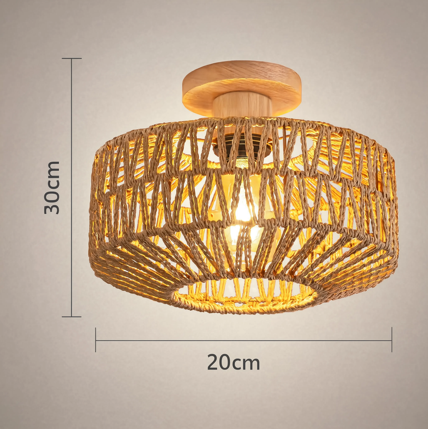 Rattan Ceiling Light E27 Boho | Vintage Bamboo