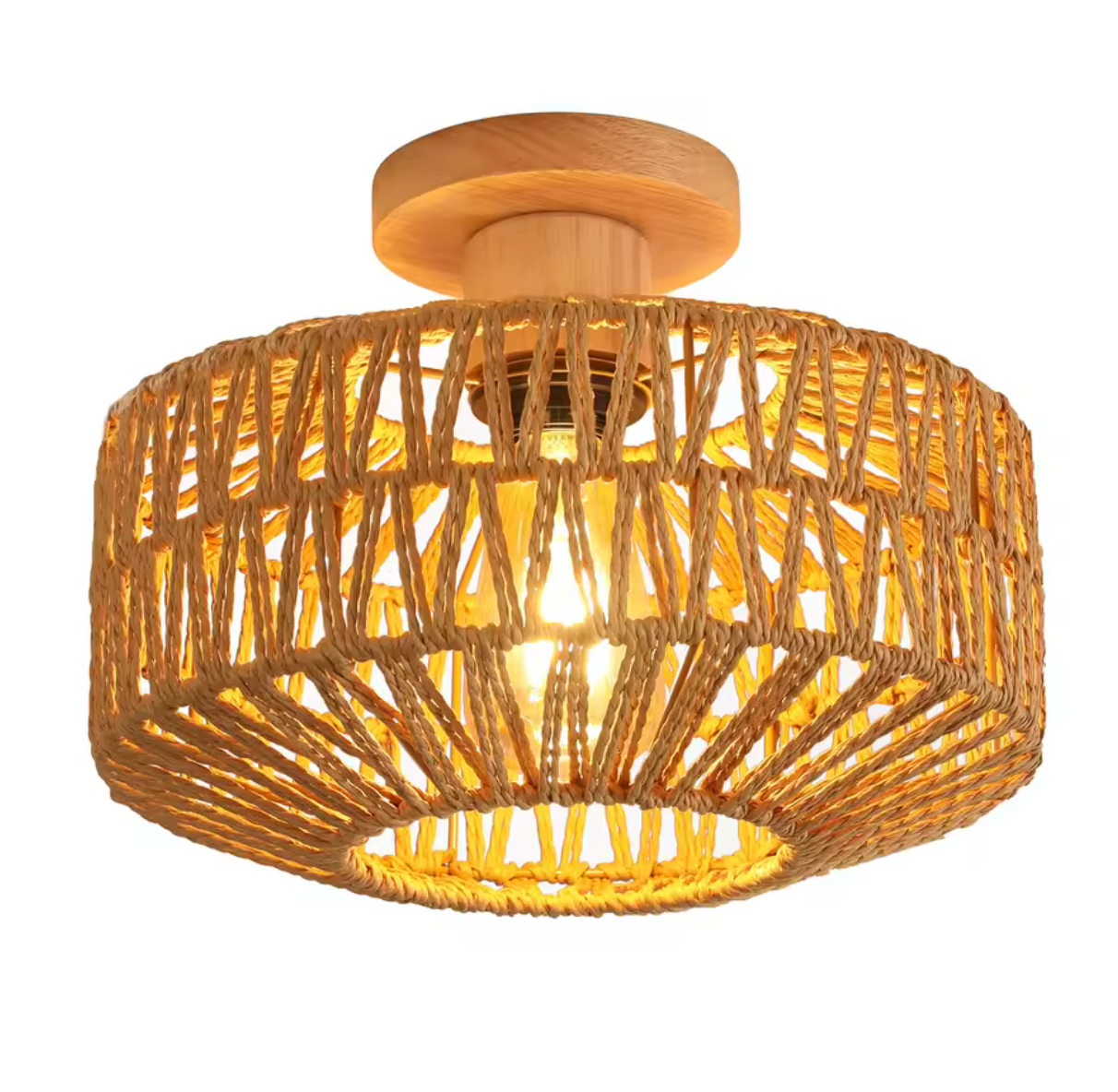 Rattan Ceiling Light E27 Boho | Vintage Bamboo