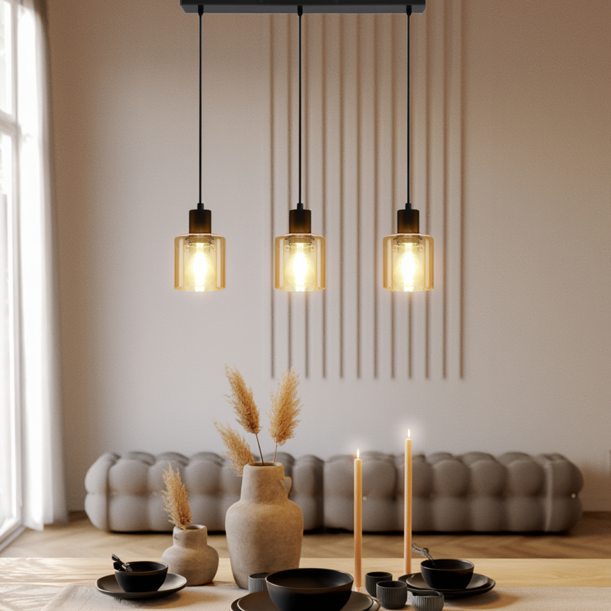 3-Light Glass Pendant Light | Lunalight
