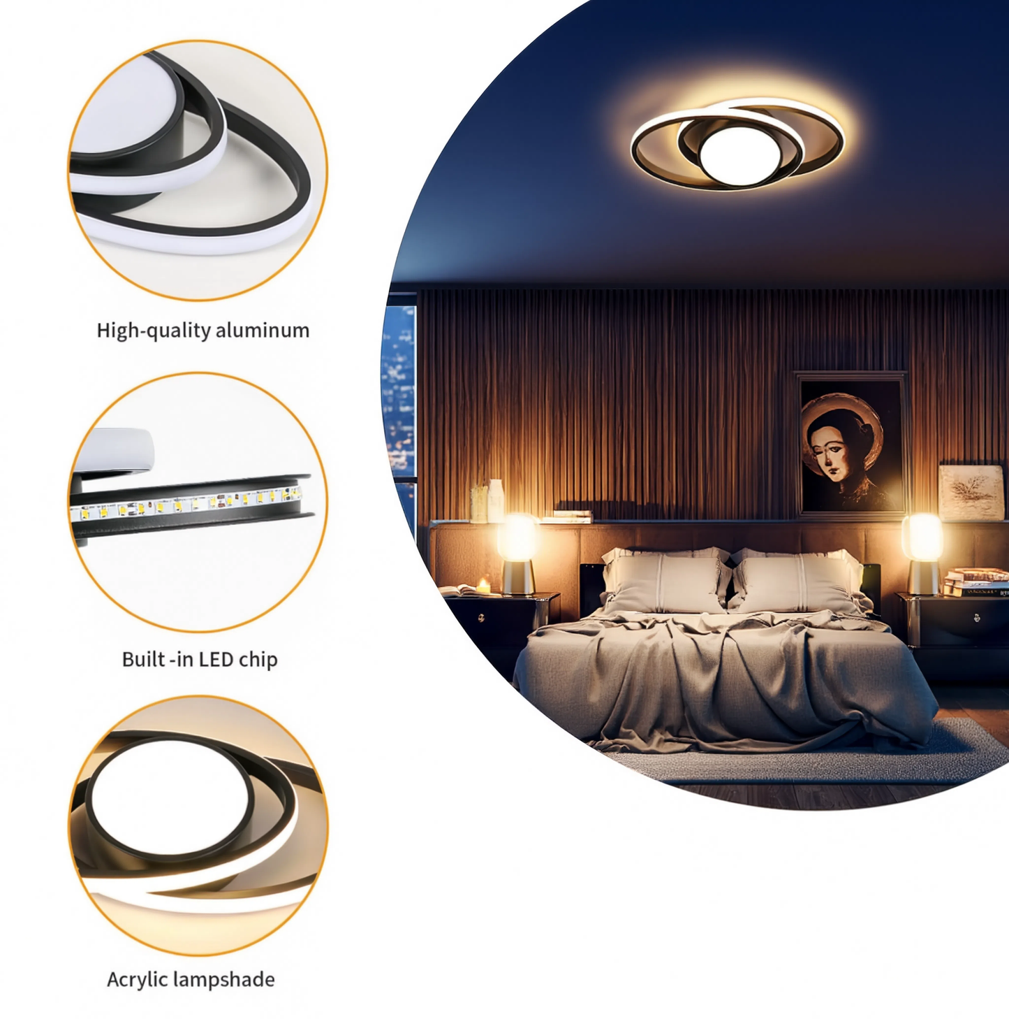 Black Orbit LED Ceiling Light