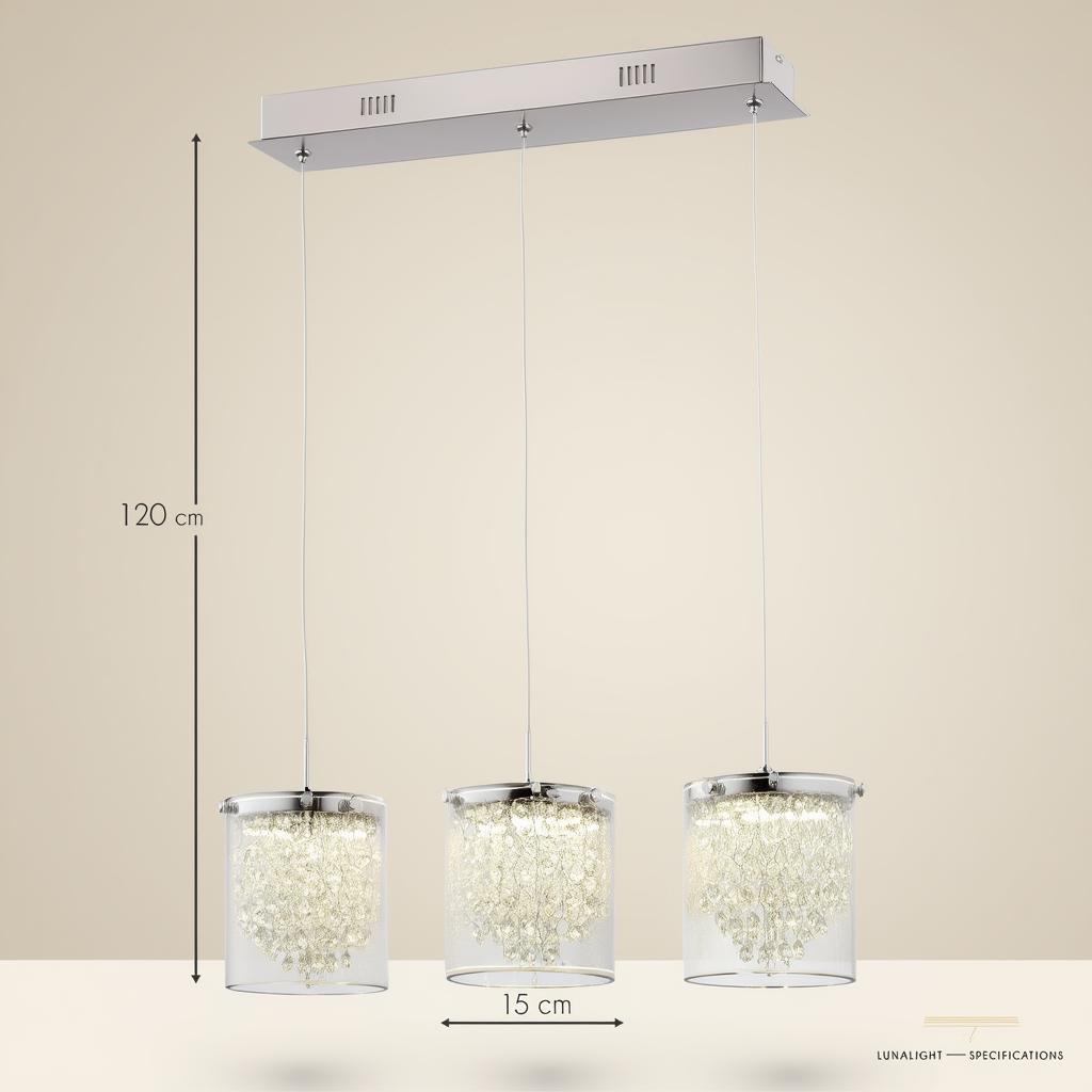 Chrome K9 Crystal LED Kitchen Island Pendant | Lunalight