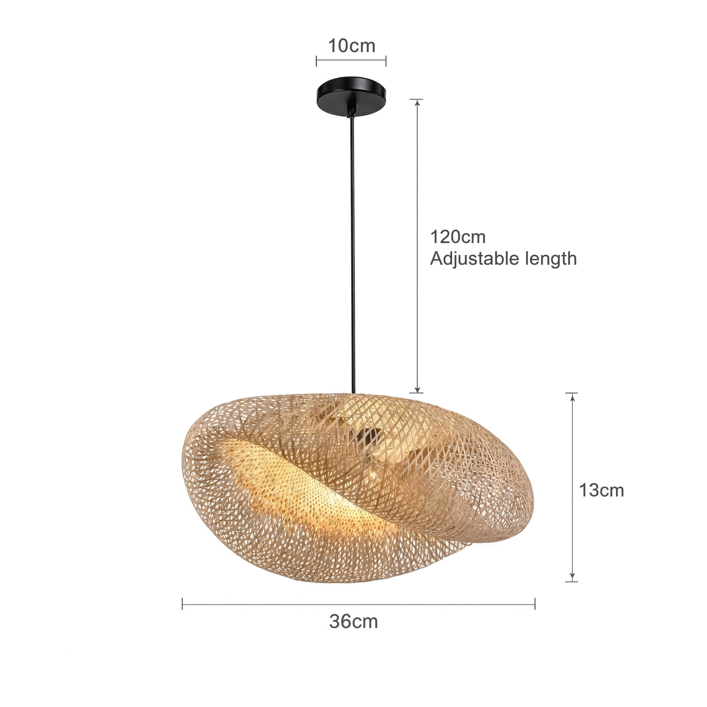 Sculptural Braided Bamboo Pendant Light Black Base