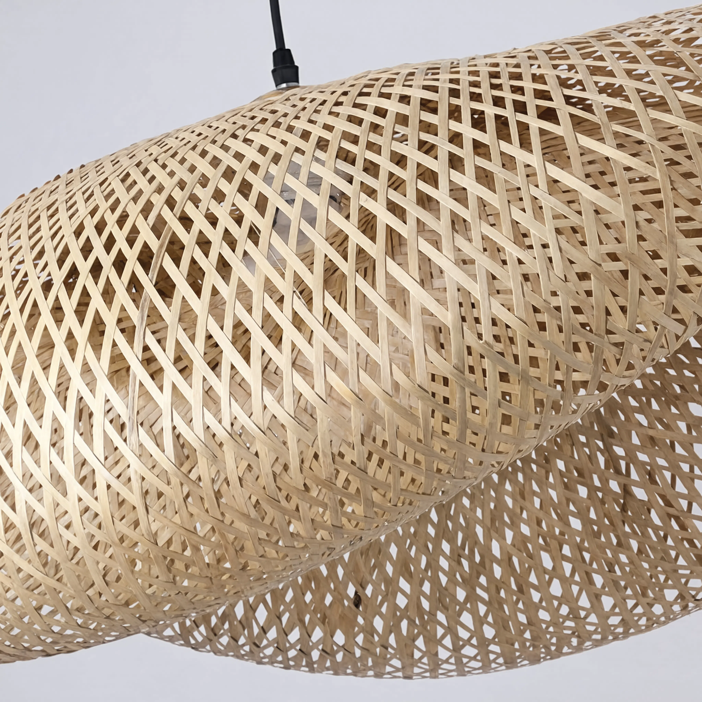 Sculptural Braided Bamboo Pendant Light Black Base