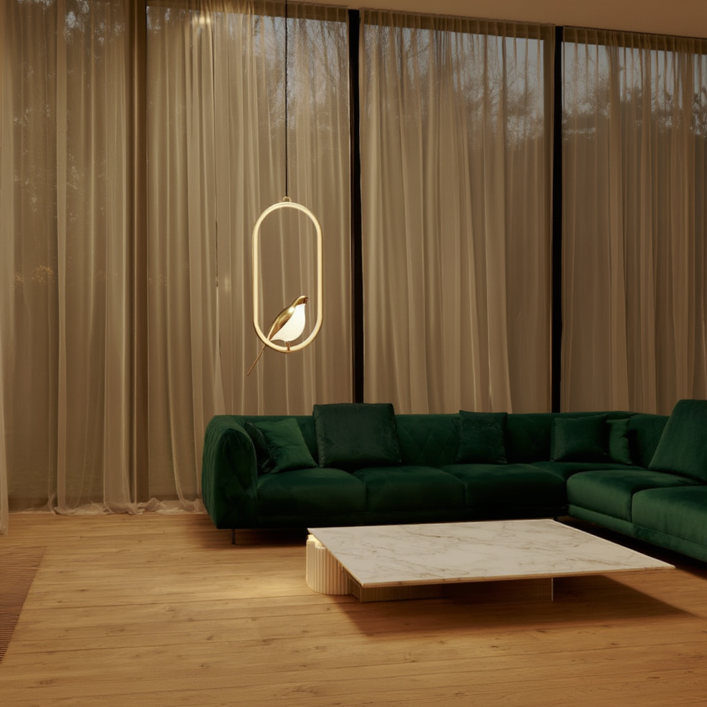 Gold Bird LED Pendant Light Adjustable Wire | Lunalight