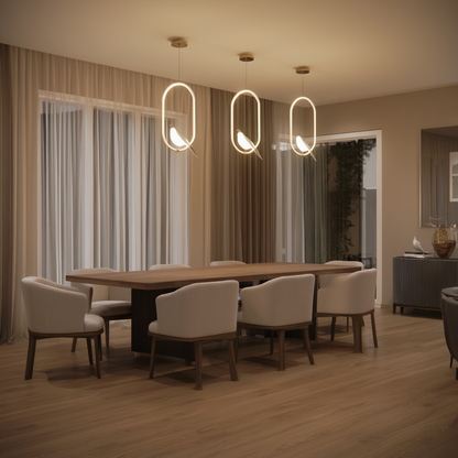 Gold Bird LED Pendant Light Adjustable Wire | Lunalight
