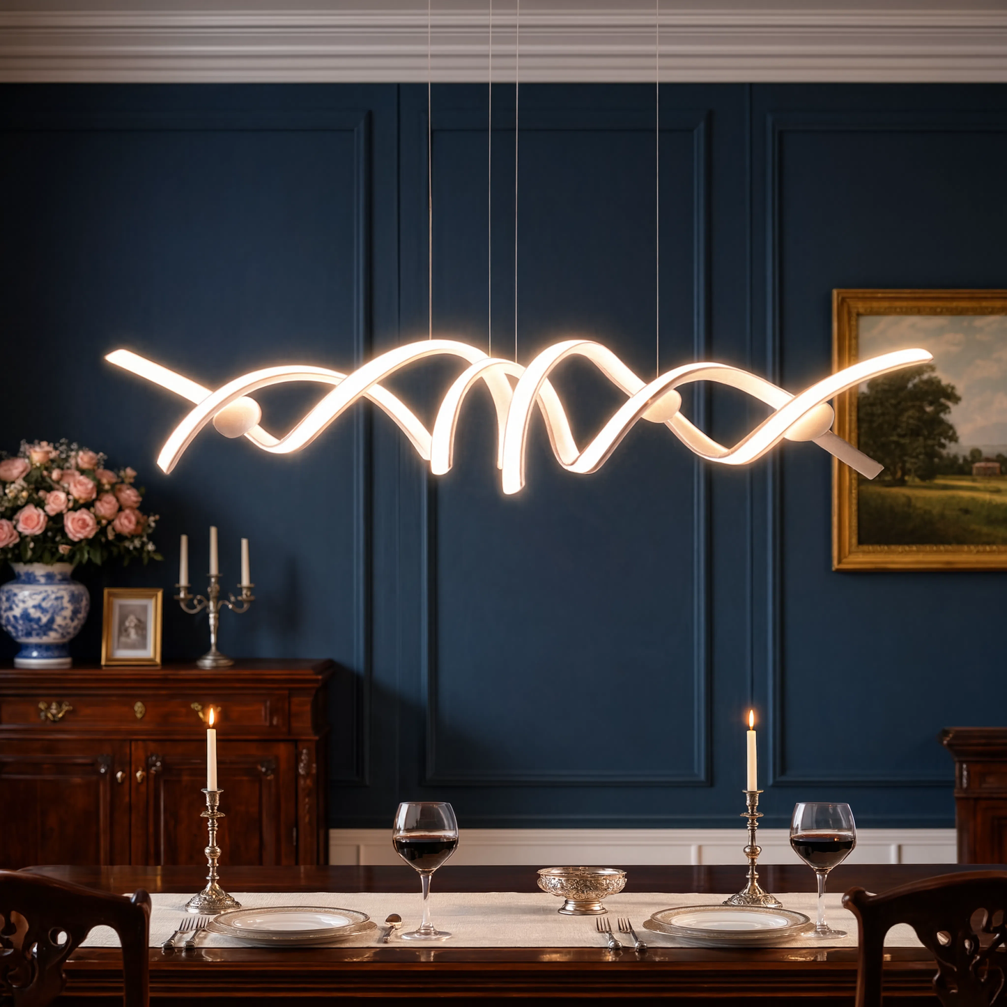 Modern White LED Pendant Light Twisted