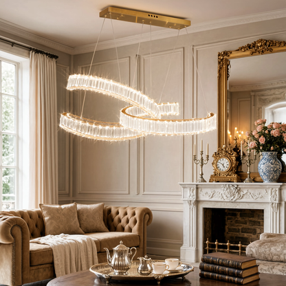 Gold Crystal Ribbon Pendant Light LED