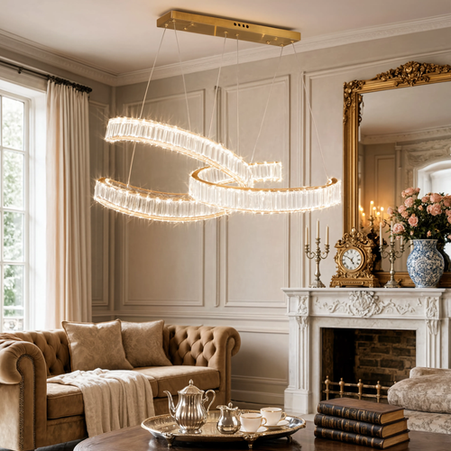 Gold Crystal Ribbon Pendant Light LED