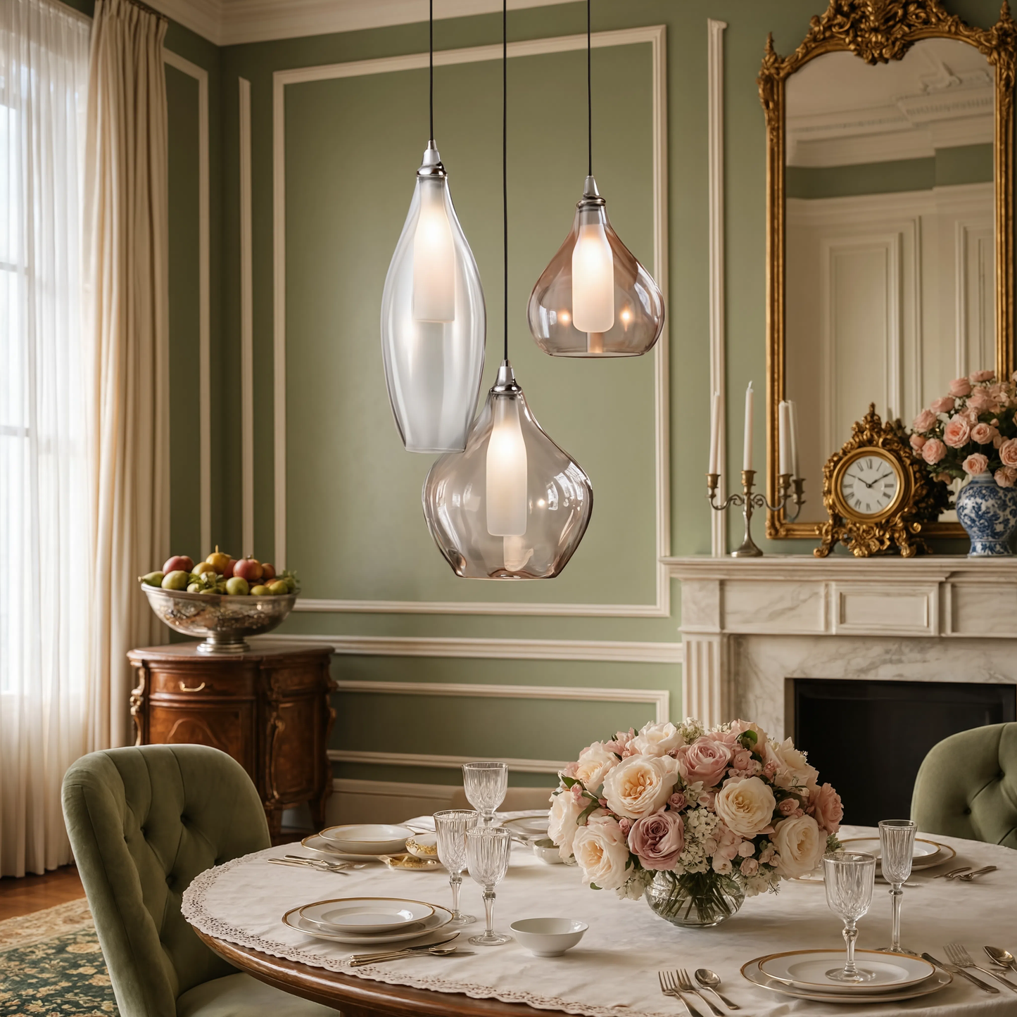 3-Light Smoked Glass Cluster Pendant Light