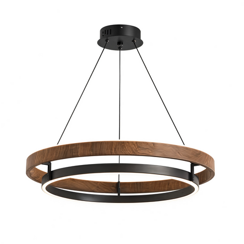 Italian Designer Walnut & Aluminium LED Pendant Light | Lunalight